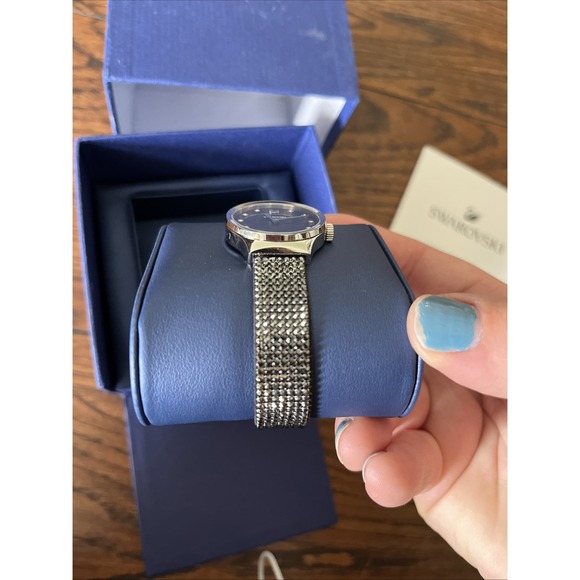 Swarovski Memories Crystal Mesh Fabric Band Black Dreamy Women Watch 5200065 - Picture 6 of 7